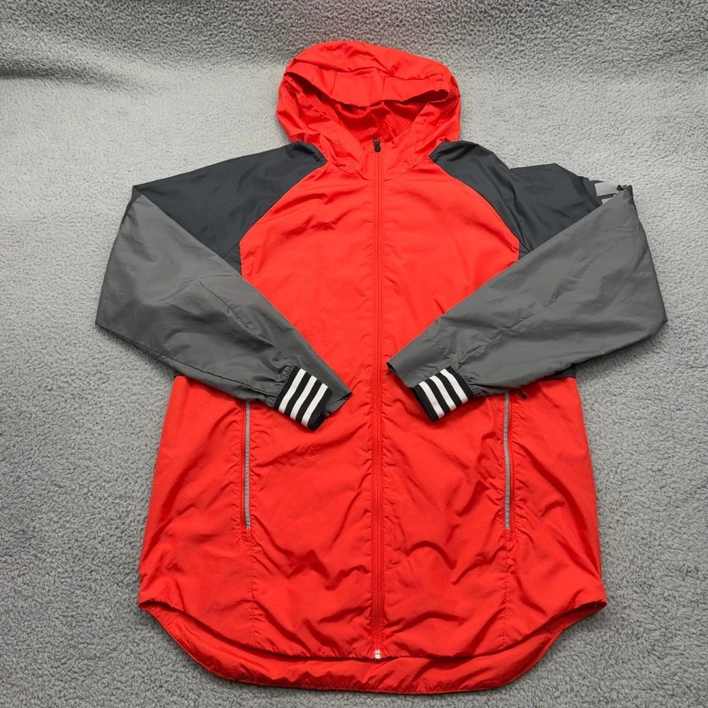 Adidas CV3268 Mens Size Large ID Woven Shell Red/Grey‎ Hooded Windbreaker Jacket